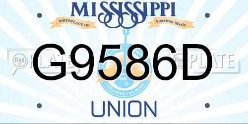G9586D Mississippi License Plate