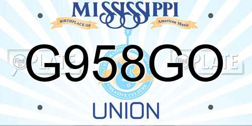G958GO Mississippi License Plate