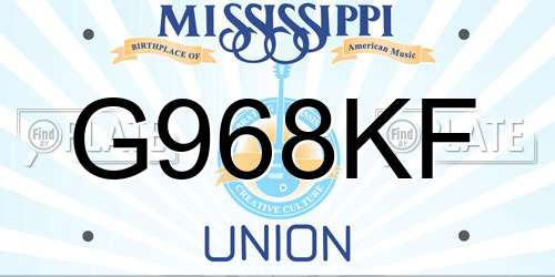 G968KF Mississippi License Plate