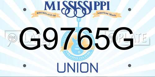 G9765G Mississippi License Plate