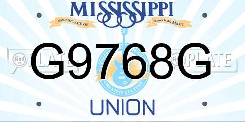 G9768G Mississippi License Plate