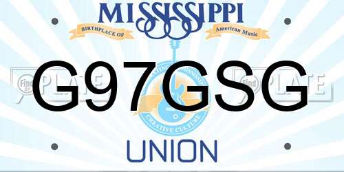 G97GSG Mississippi License Plate