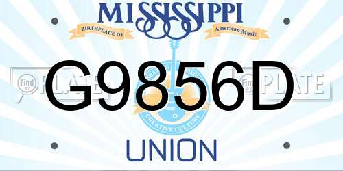 G9856D Mississippi License Plate