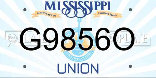 G9856O Mississippi License Plate