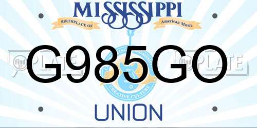 G985GO Mississippi License Plate