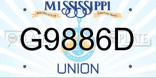 G9886D Mississippi License Plate