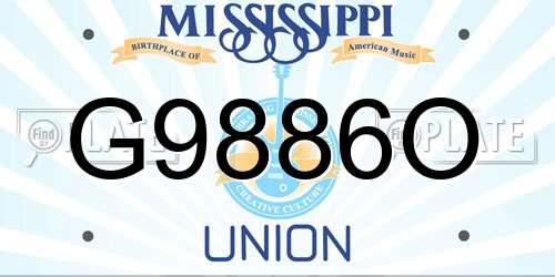 G9886O Mississippi License Plate