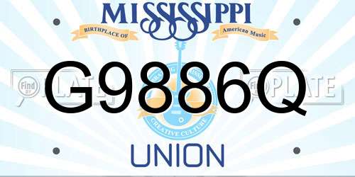 G9886Q Mississippi License Plate