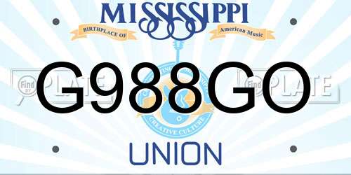 G988GO Mississippi License Plate