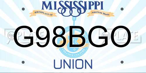 G98BGO Mississippi License Plate