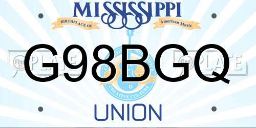 G98BGQ Mississippi License Plate