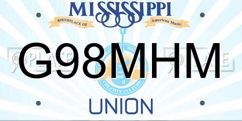 G98MHM Mississippi License Plate
