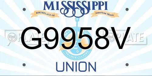 G9958V Mississippi License Plate