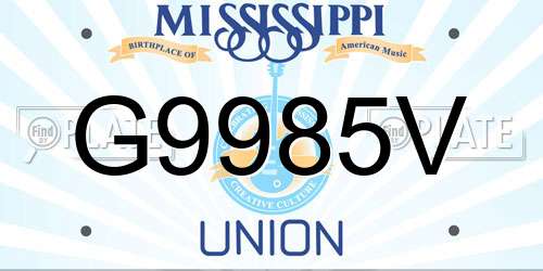G9985V Mississippi License Plate