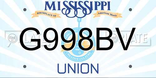 G998BV Mississippi License Plate