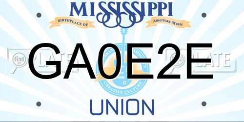 GA0E2E Mississippi License Plate