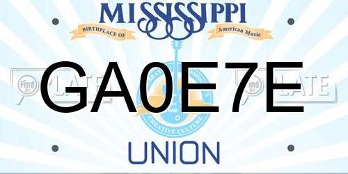 GA0E7E Mississippi License Plate