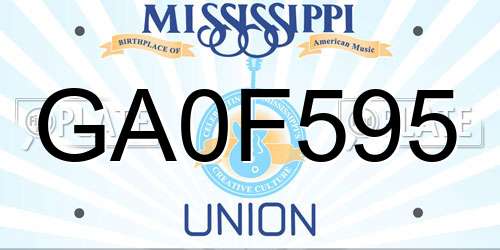 GA0F595 Mississippi License Plate