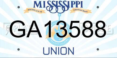 GA13588 Mississippi License Plate
