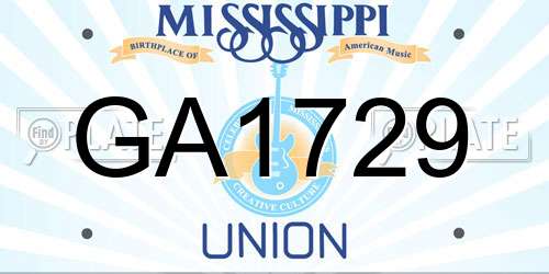 GA1729 Mississippi License Plate