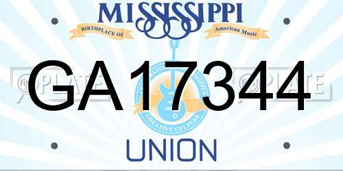 GA17344 Mississippi License Plate