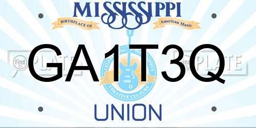 GA1T3Q Mississippi License Plate