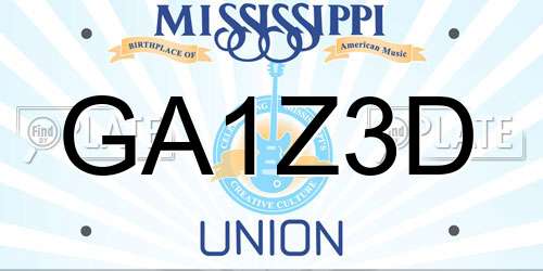 GA1Z3D Mississippi License Plate
