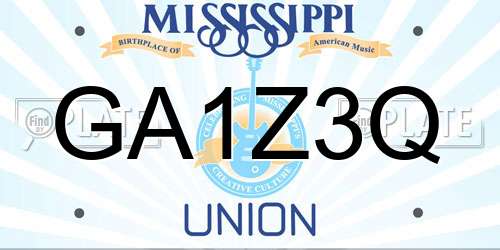 GA1Z3Q Mississippi License Plate