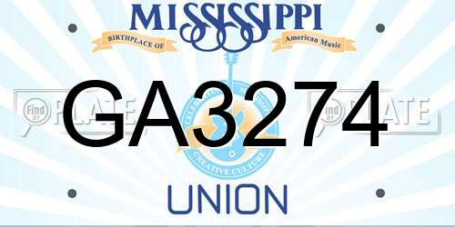 GA3274 Mississippi License Plate