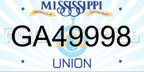 GA49998 Mississippi License Plate