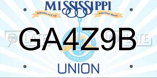 GA4Z9B Mississippi License Plate
