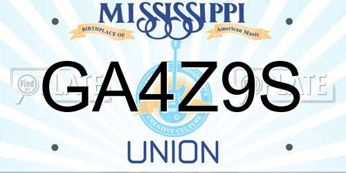 GA4Z9S Mississippi License Plate