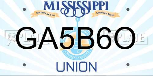 GA5B6O Mississippi License Plate