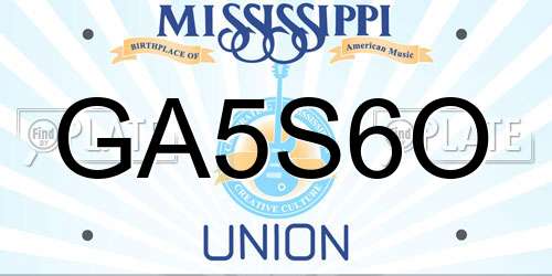 GA5S6O Mississippi License Plate