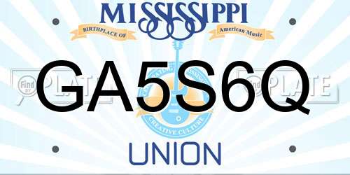 GA5S6Q Mississippi License Plate