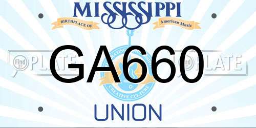 GA660 Mississippi License Plate