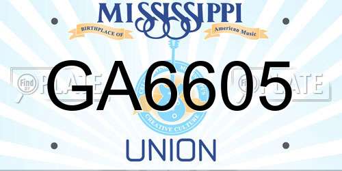 GA6605 Mississippi License Plate