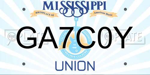 GA7C0Y Mississippi License Plate