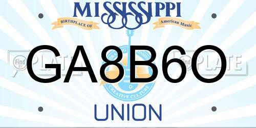 GA8B6O Mississippi License Plate