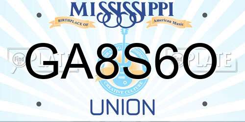 GA8S6O Mississippi License Plate