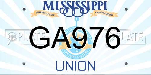 GA976 Mississippi License Plate