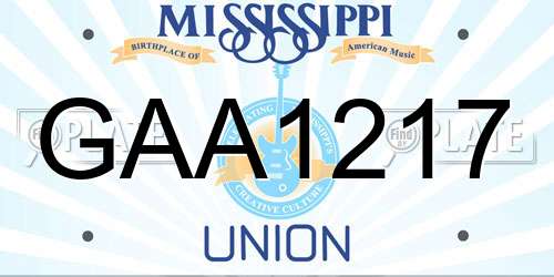 GAA1217 Mississippi License Plate