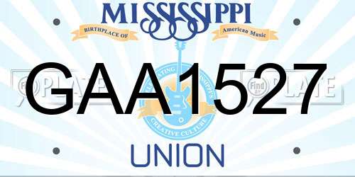 GAA1527 Mississippi License Plate