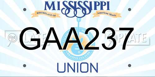 GAA237 Mississippi License Plate