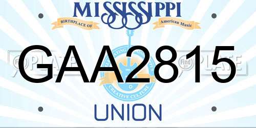 GAA2815 Mississippi License Plate