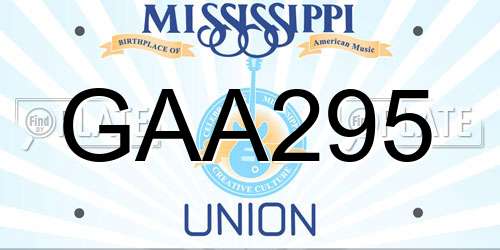 GAA295 Mississippi License Plate