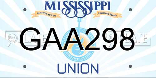GAA298 Mississippi License Plate