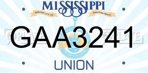 GAA3241 Mississippi License Plate