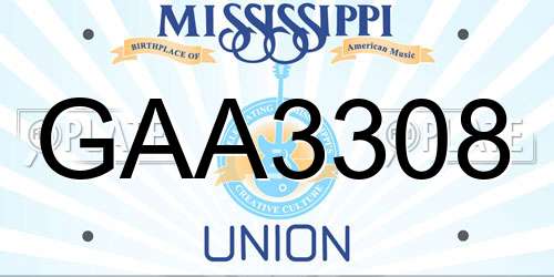 GAA3308 Mississippi License Plate