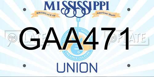 GAA471 Mississippi License Plate